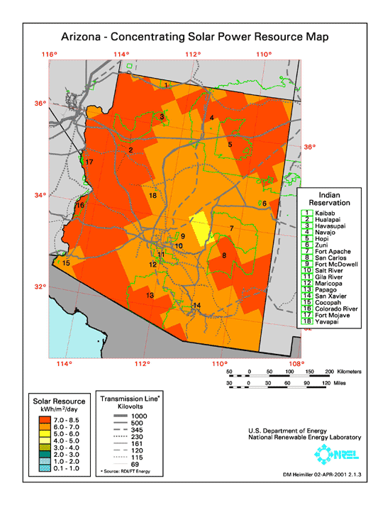 Arizona solar resource map
