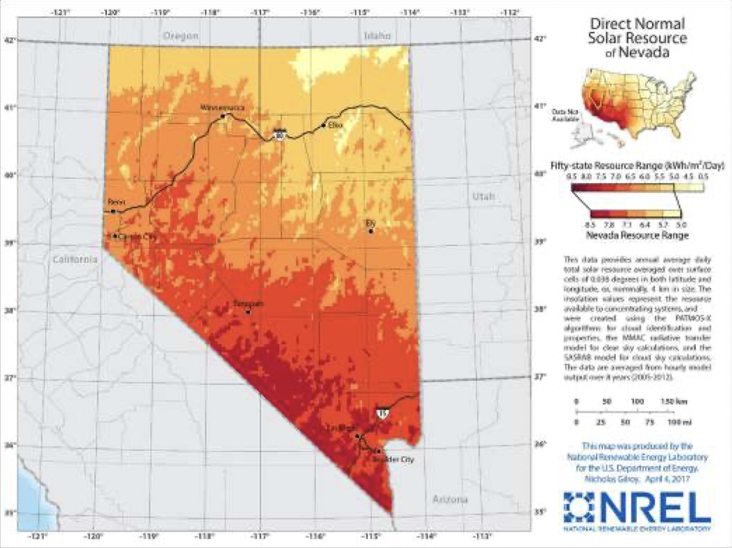 Nevada solar resource map